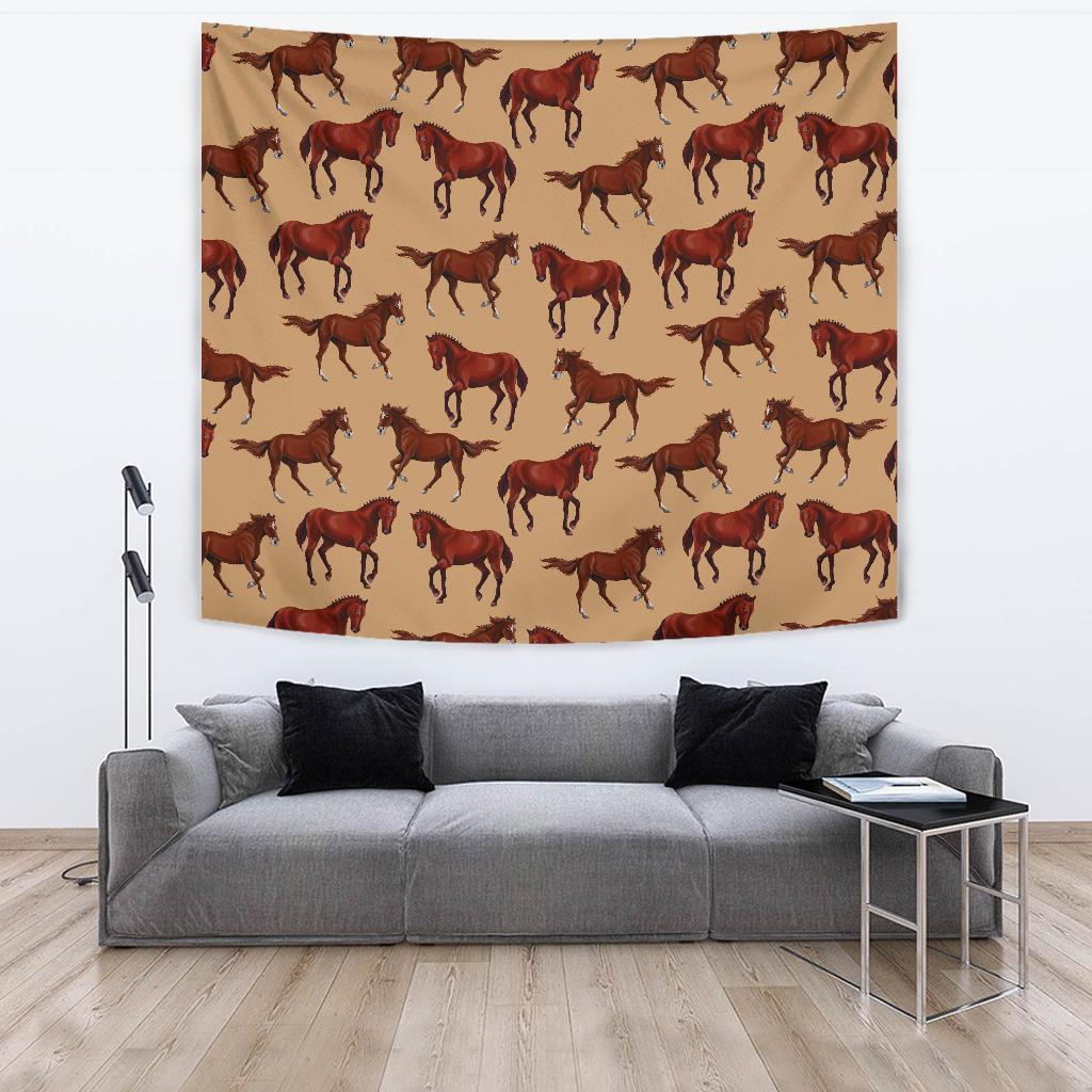Brown Horse Print Pattern Tapestry