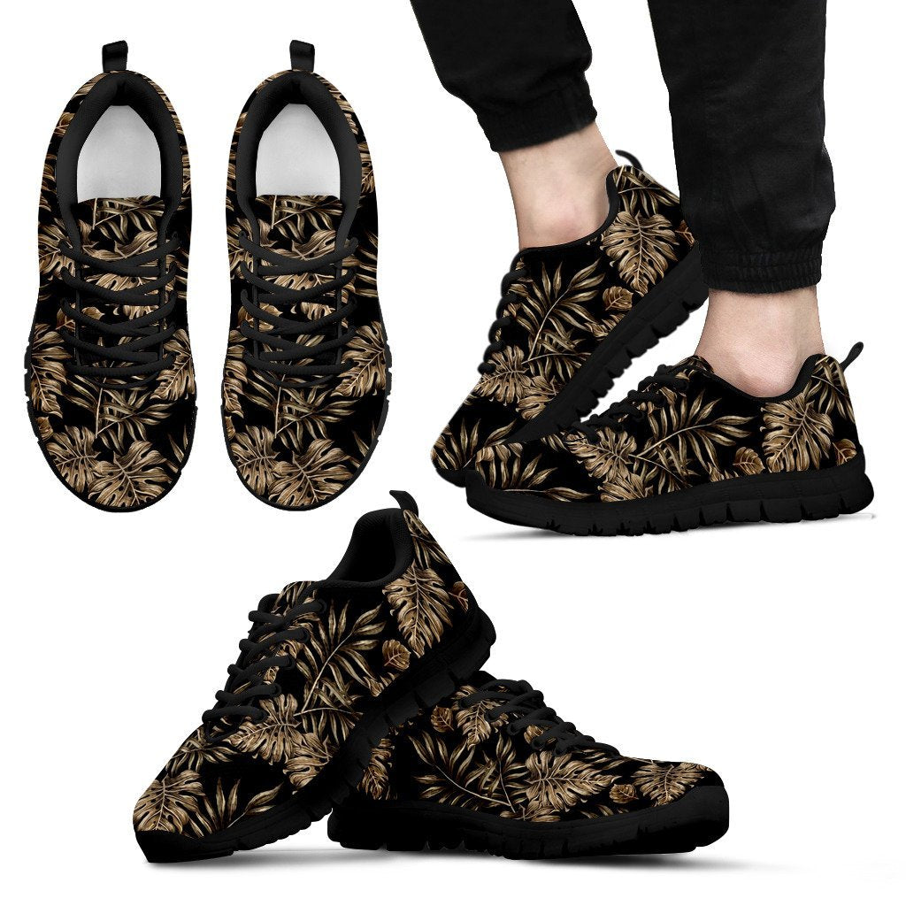 Brown Tropical Palm Leaves Men Sneakers