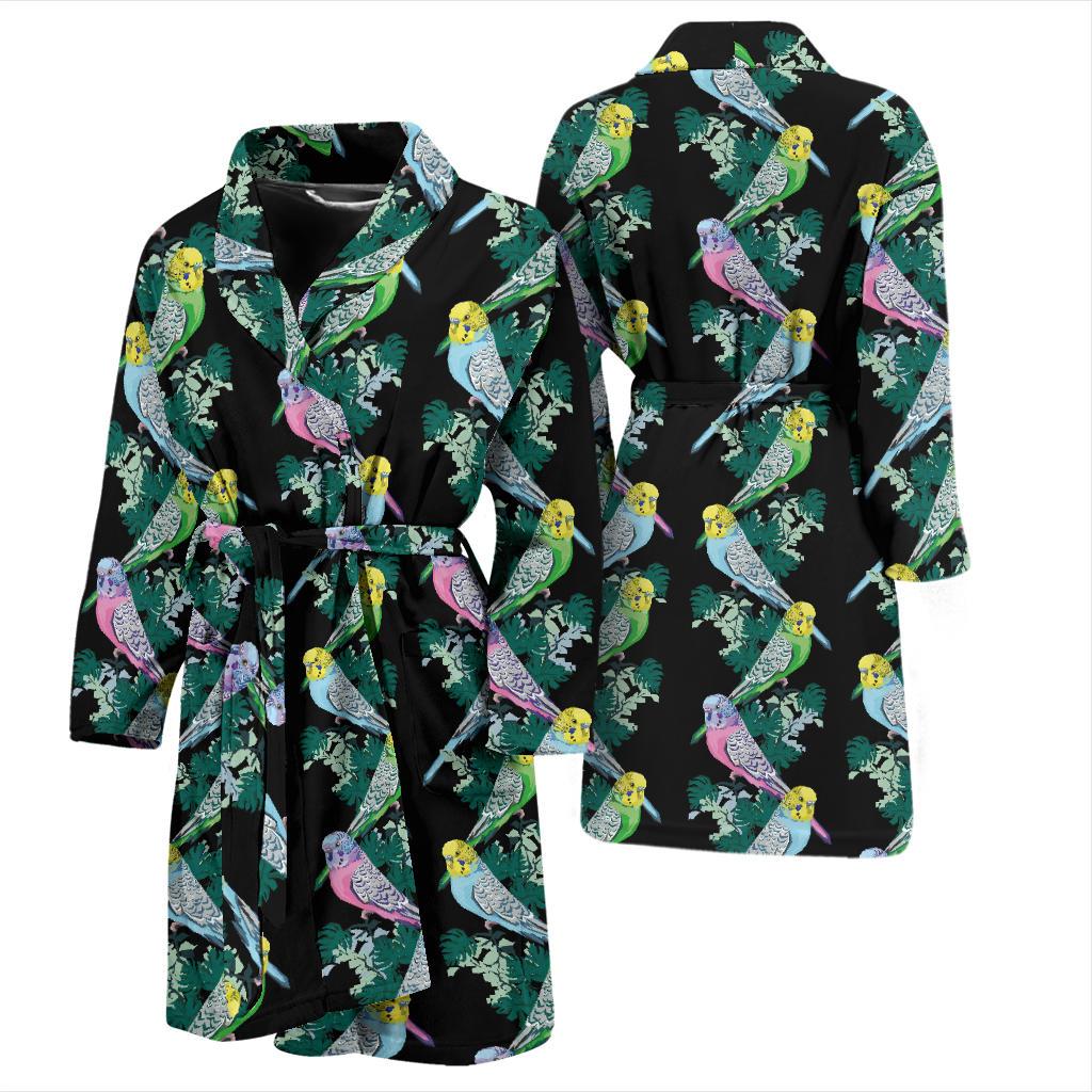Budgerigar Pattern Print Design 03 Men Bathrobe-JORJUNE.COM