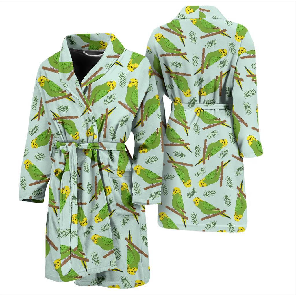 Budgerigar Pattern Print Design 04 Men Bathrobe-JORJUNE.COM