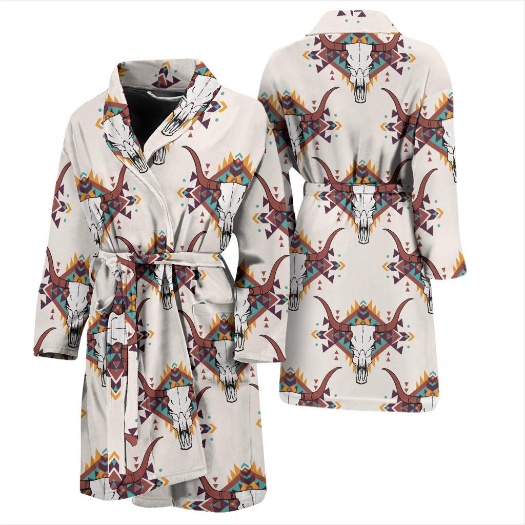 Buffalo Head Pattern Print Design 02 Men Bathrobe-JORJUNE.COM