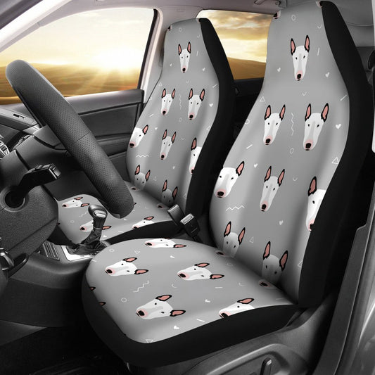 Bull Terrier Head Print Pattern Universal Fit Car Seat Covers