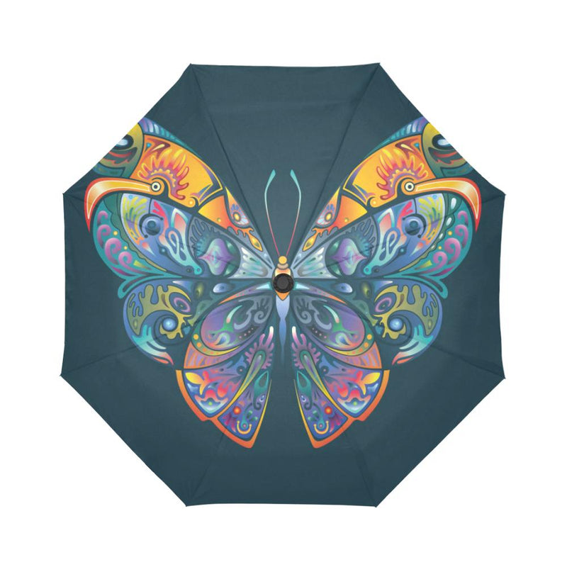 Butterfly Art Colorful Automatic Foldable Umbrella