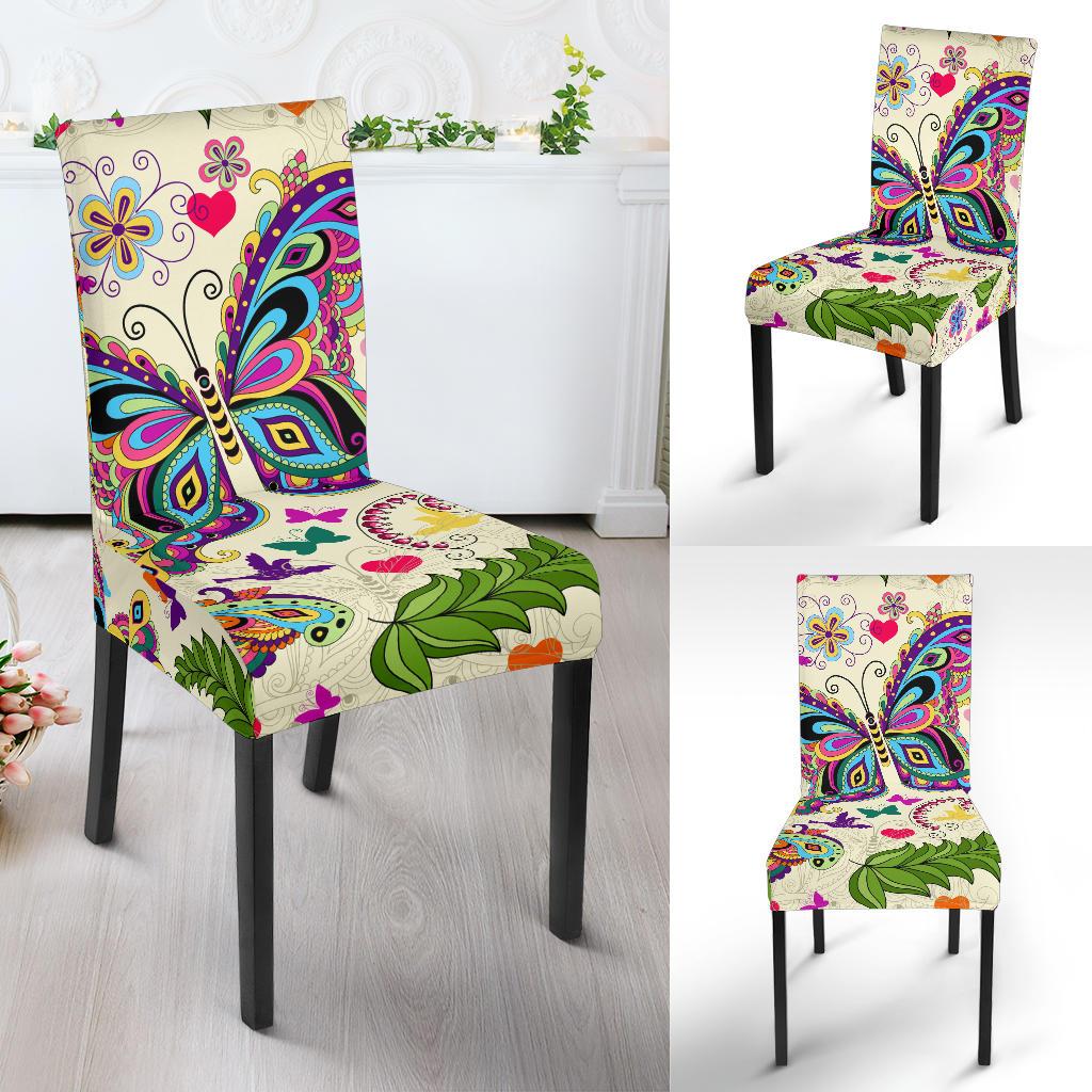 Butterfly Colorful Indian Style Dining Chair Slipcover-JORJUNE.COM