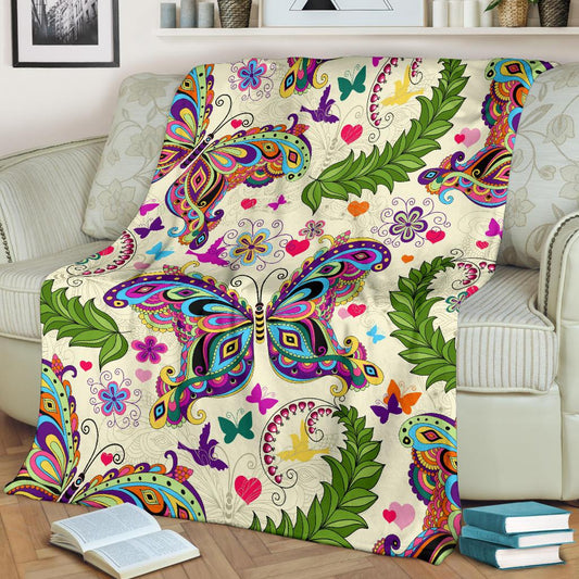 Butterfly Colorful Indian Style Fleece Blanket