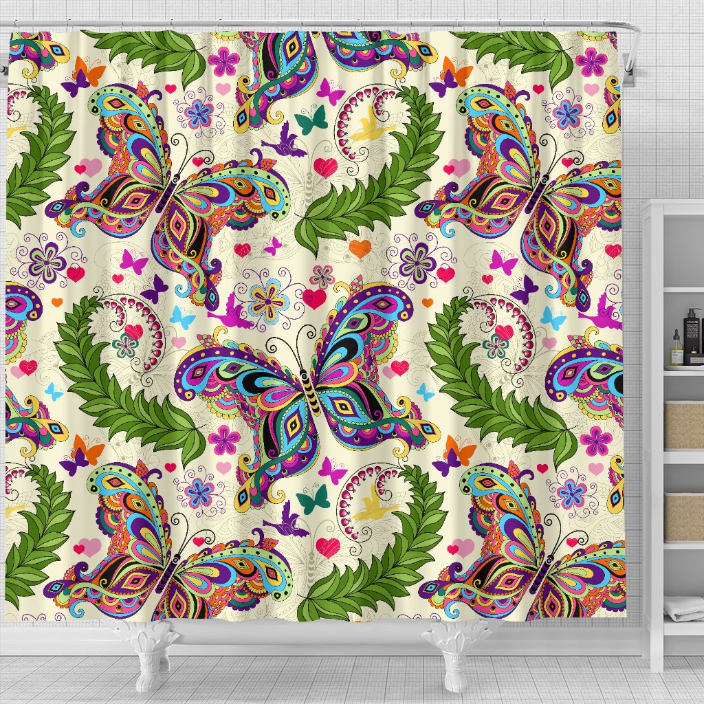 Butterfly Colorful Indian Style Shower Curtain