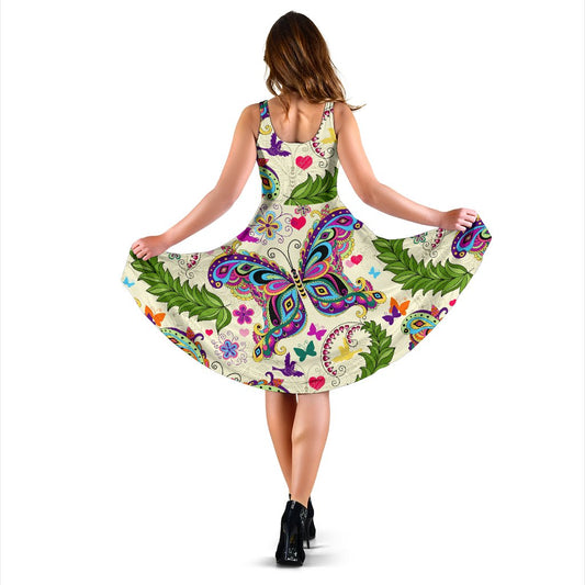 Butterfly Colorful Indian Style Sleeveless Mini Dress