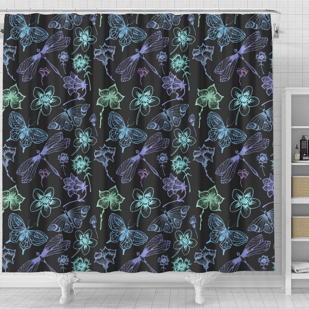 Butterfly Dragonfly Shower Curtain