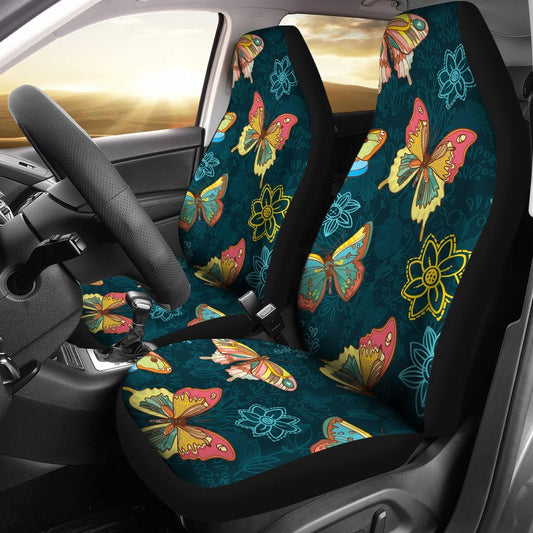 Butterfly Hand Draw Print Pattern Universal Fit Car Seat Covers