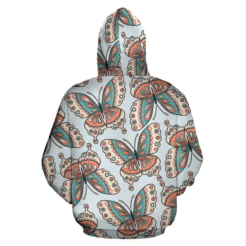 Butterfly Pattern All Over Zip Up Hoodie