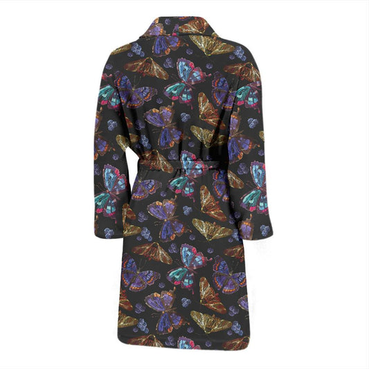 Butterfly Pattern Print Design 013 Men Bathrobe-JORJUNE.COM