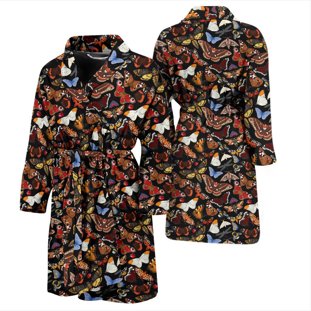 Butterfly Pattern Print Design 08 Men Bathrobe-JORJUNE.COM