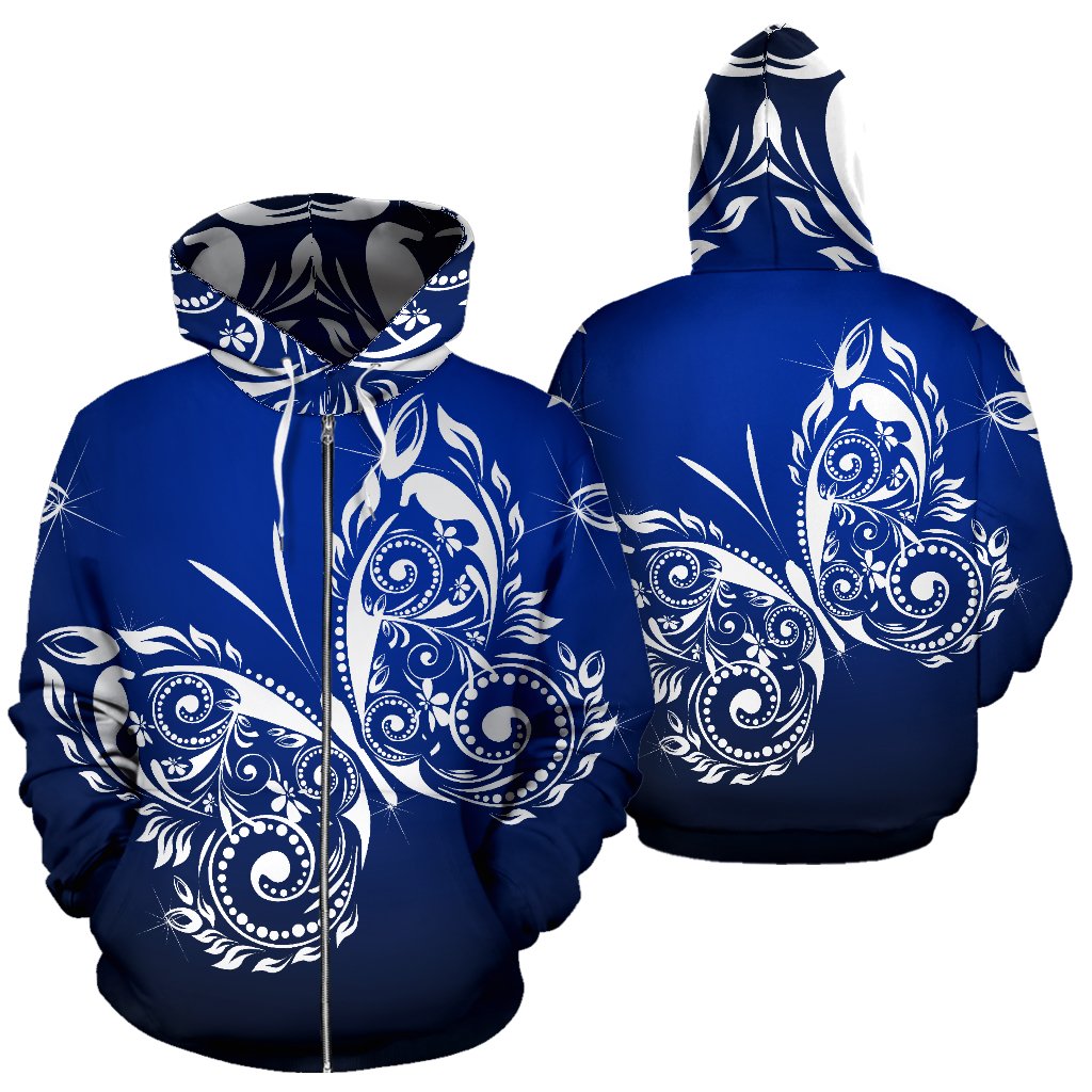 Butterfly Tribal All Over Zip Up Hoodie