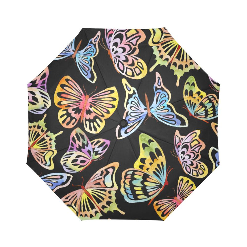 Butterfly Water Color Rainbow Automatic Foldable Umbrella