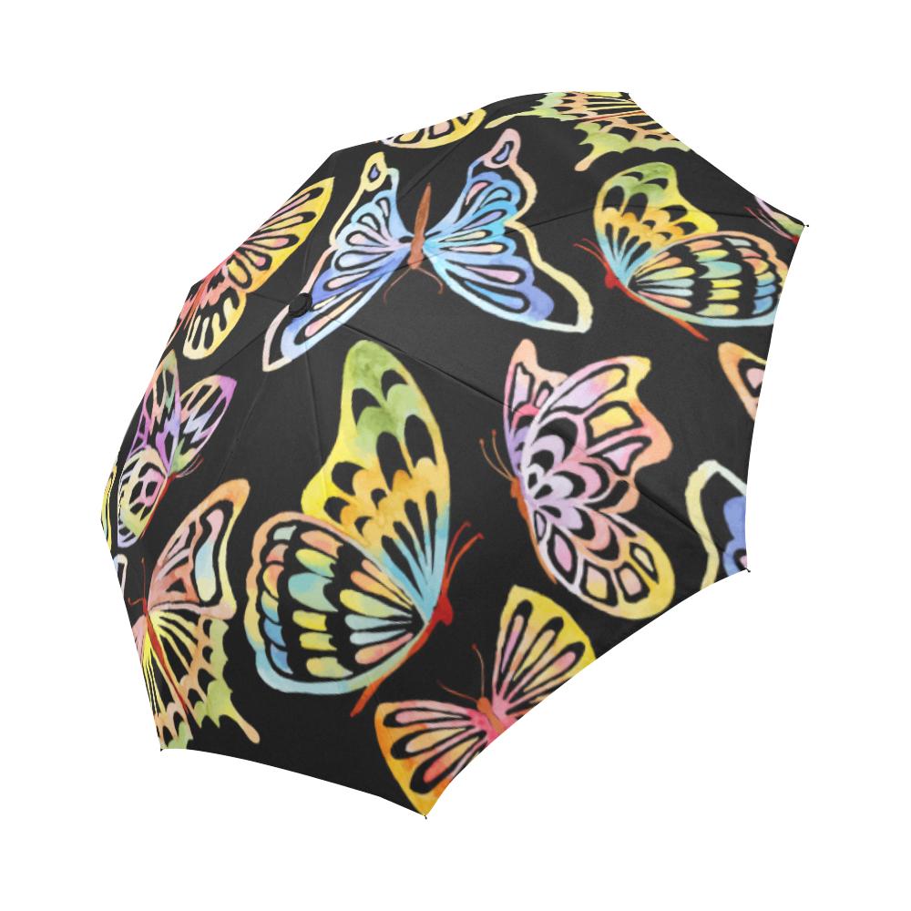 Butterfly Water Color Rainbow Automatic Foldable Umbrella