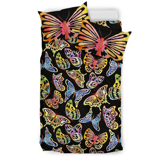 Butterfly Water Color Rainbow Duvet Cover Bedding Set