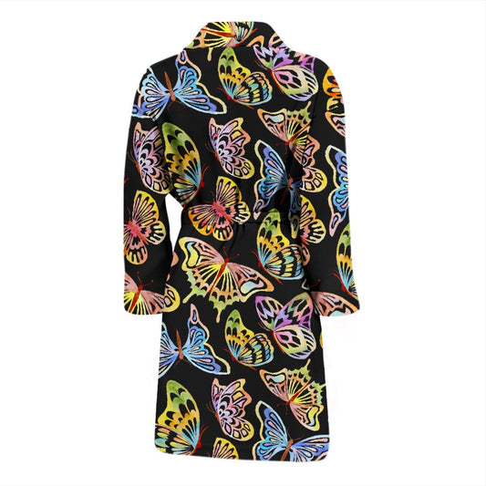 Butterfly Water Color Rainbow Men Bath Robe