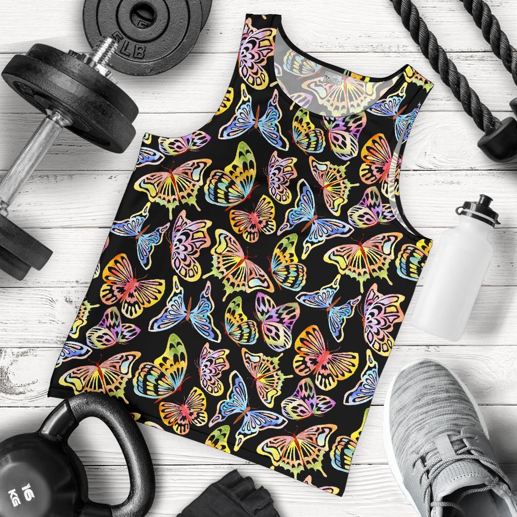 Butterfly Water Color Rainbow Men Tank Top