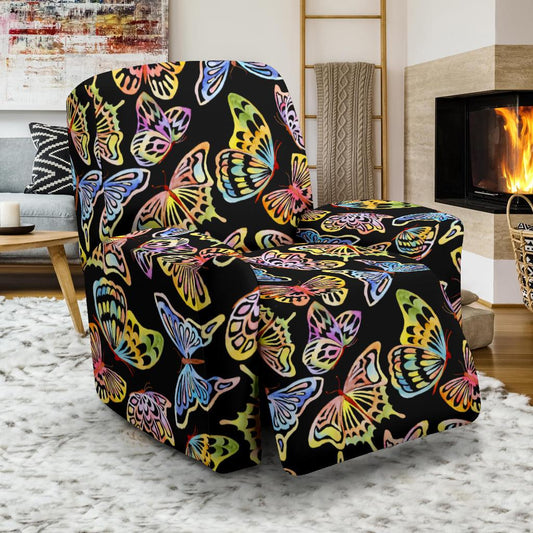 Butterfly Water Color Rainbow Recliner Slipcover-JORJUNE.COM