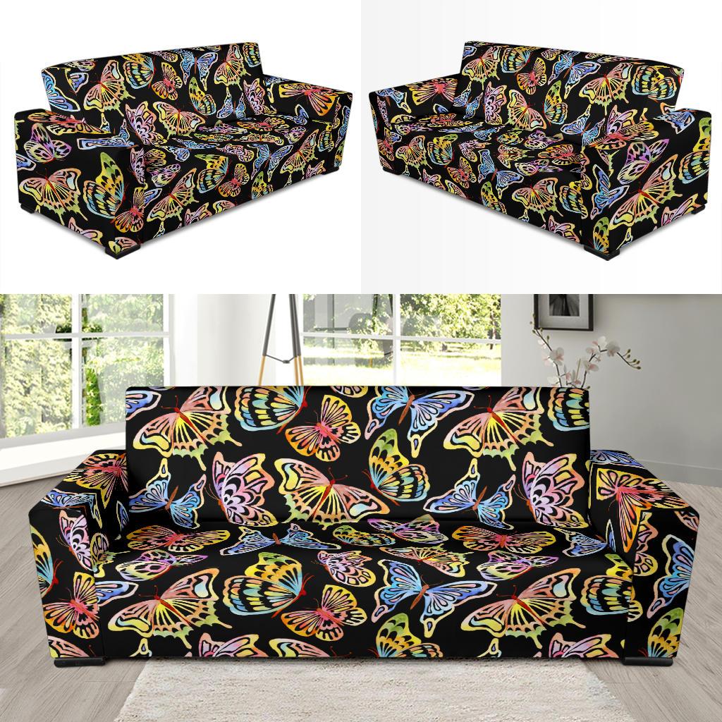 Butterfly Water Color Rainbow Sofa Slipcover-JORJUNE.COM