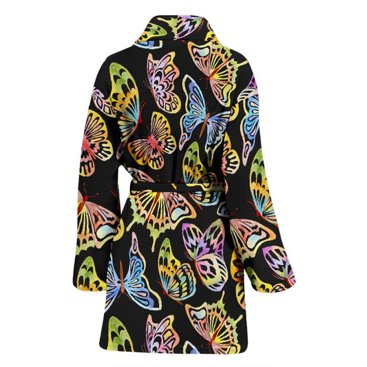 Butterfly Water Color Rainbow Women Bath Robe