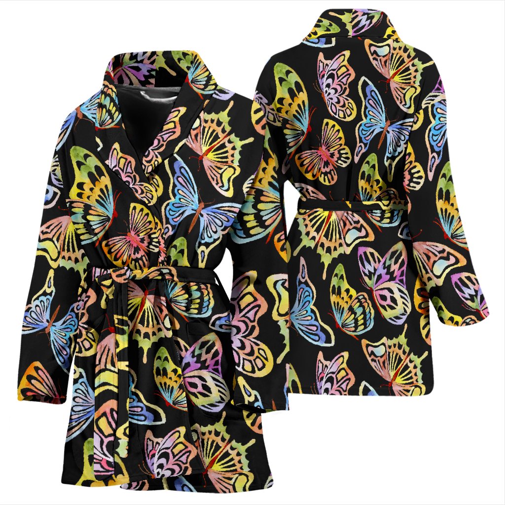 Butterfly Water Color Rainbow Women Bath Robe