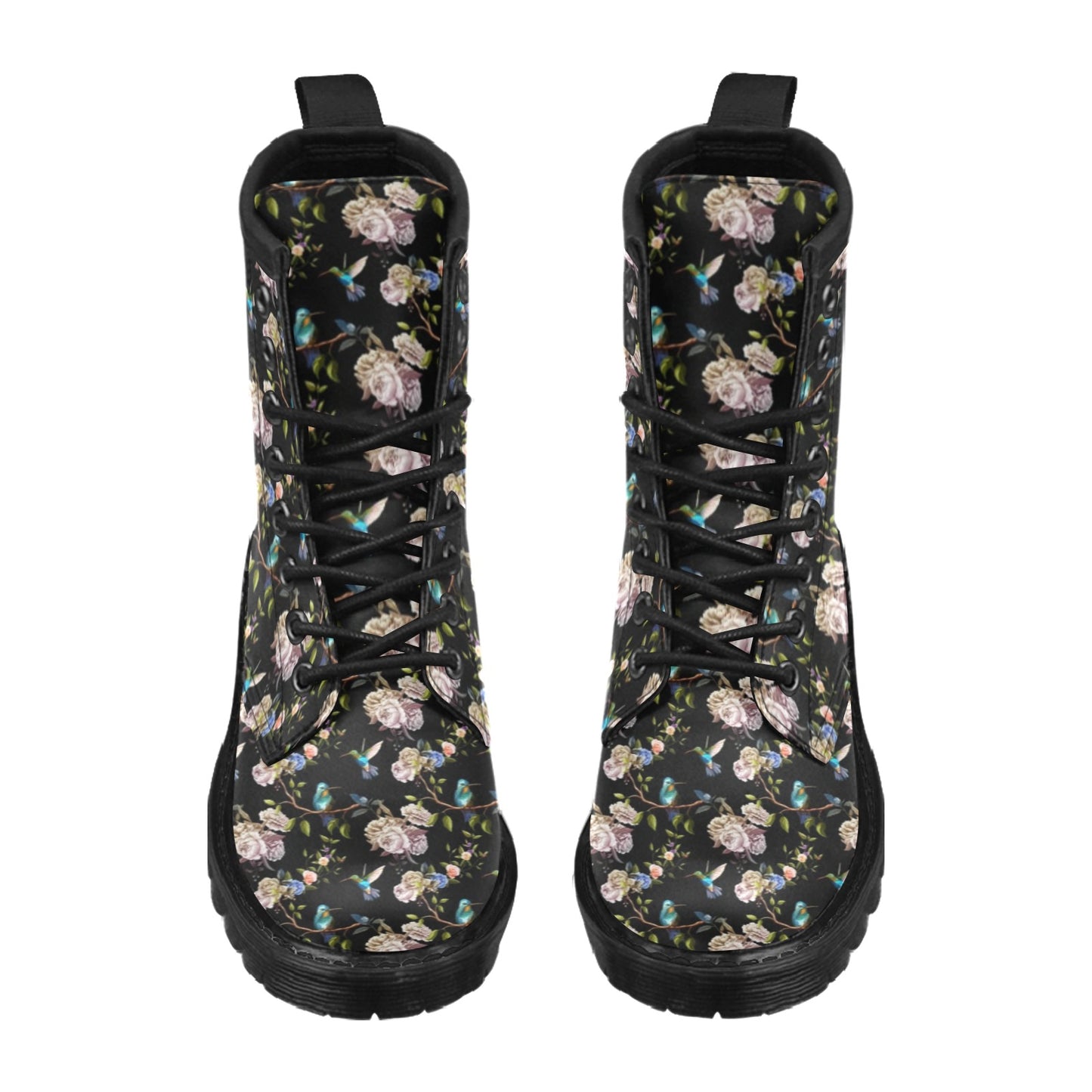 Hummingbird Flower Themed Print Women's Boots