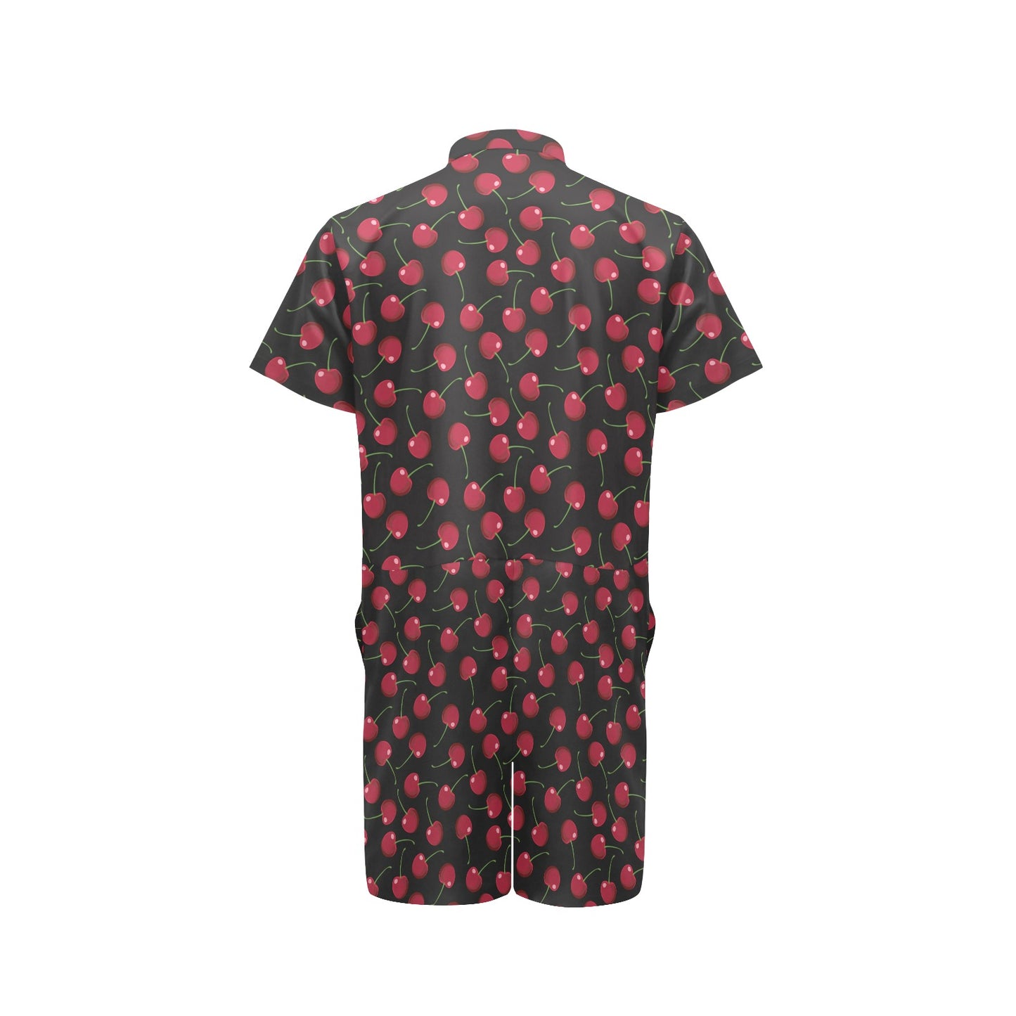 Cherry Black Background Men's Romper