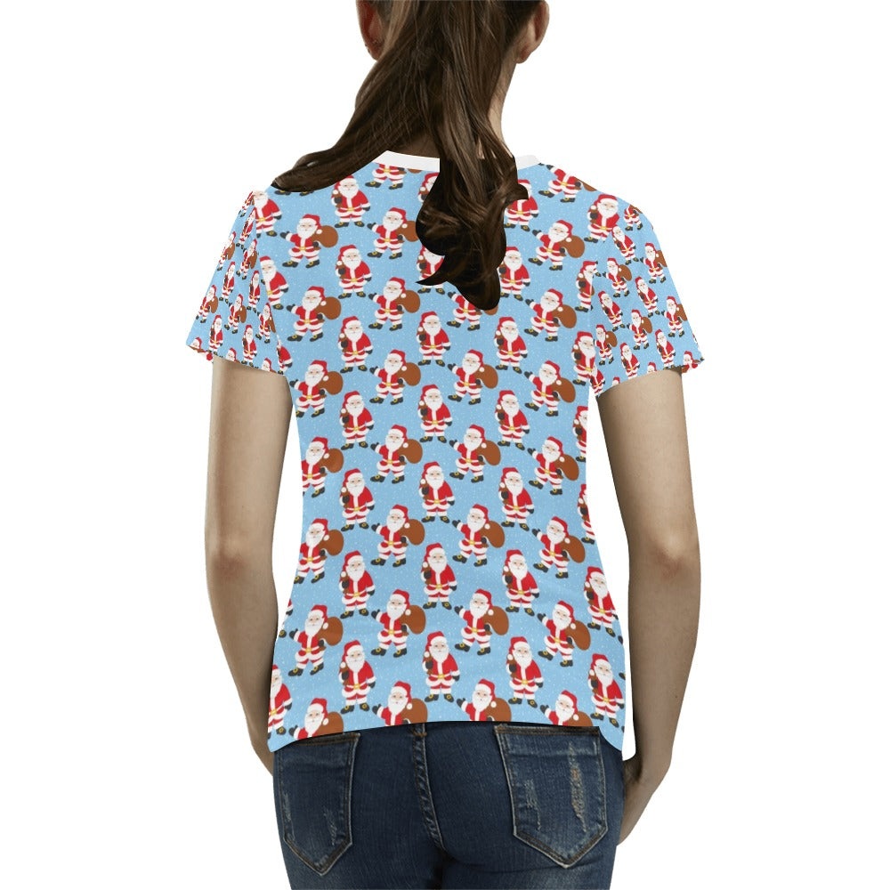 Santa Christmas Themed Print Design LKS305 Women's T-shirt