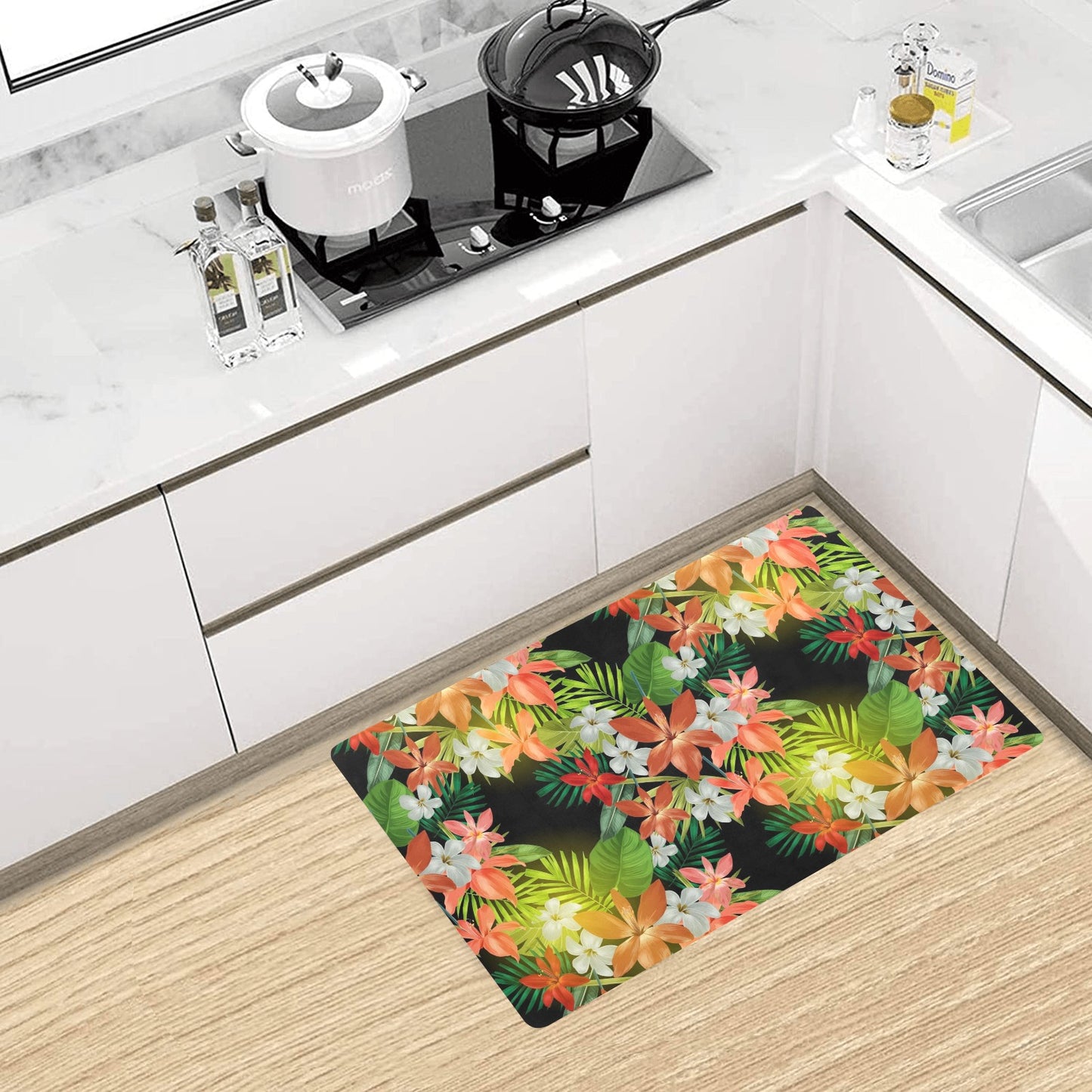 Amaryllis Pattern Print Design AL07 Kitchen Mat