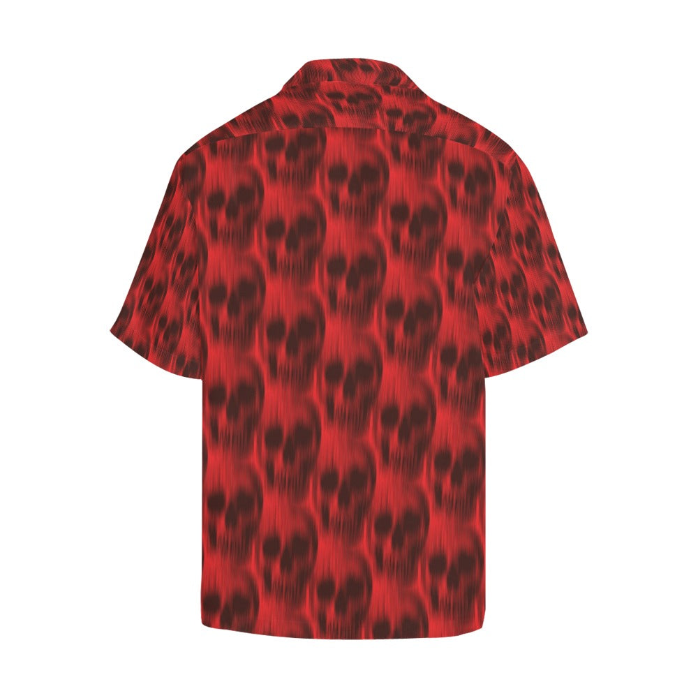 Skull Red Print Design LKS306 Men's Hawaiian Shirt