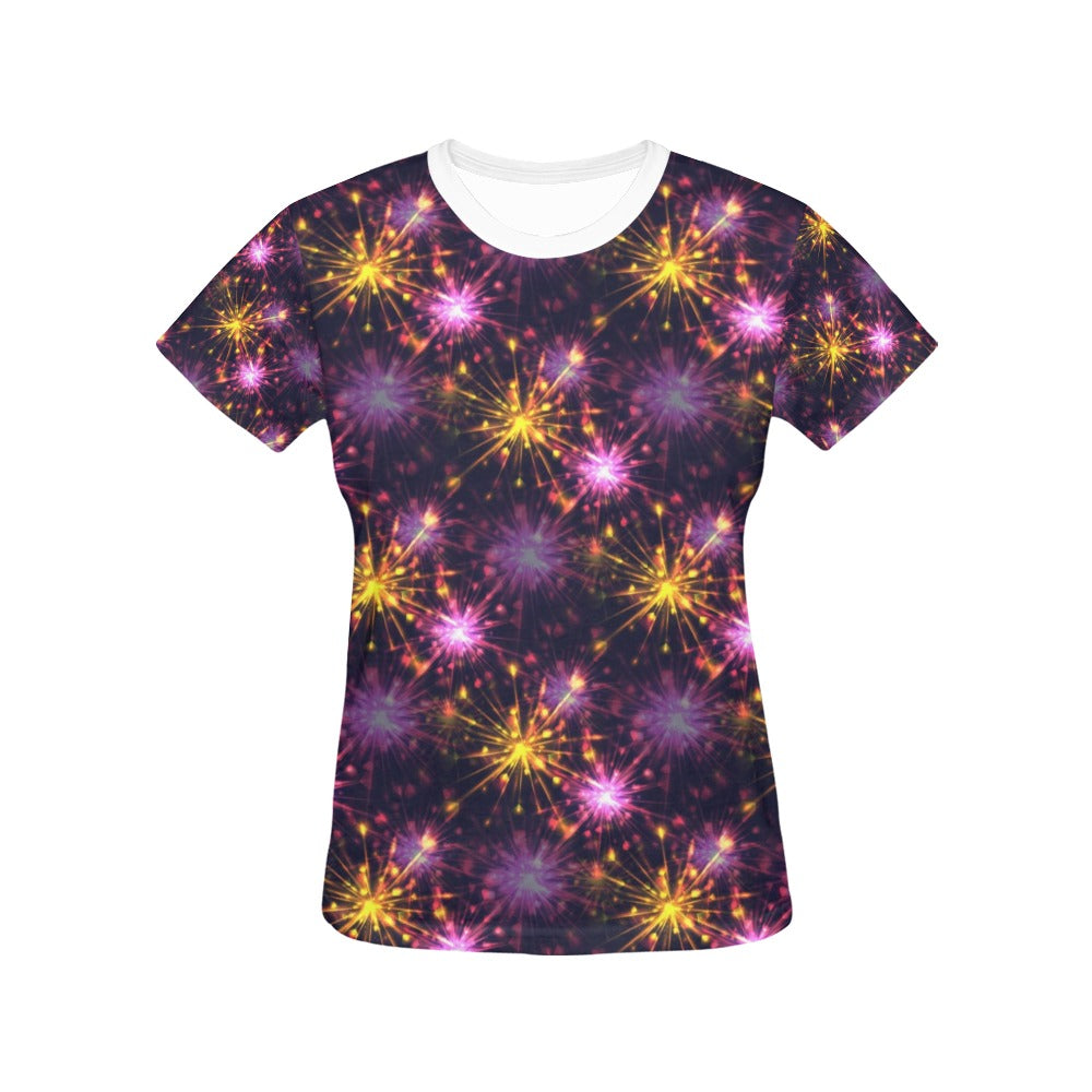 Firework Print Design LKS303 Women's  T-shirt