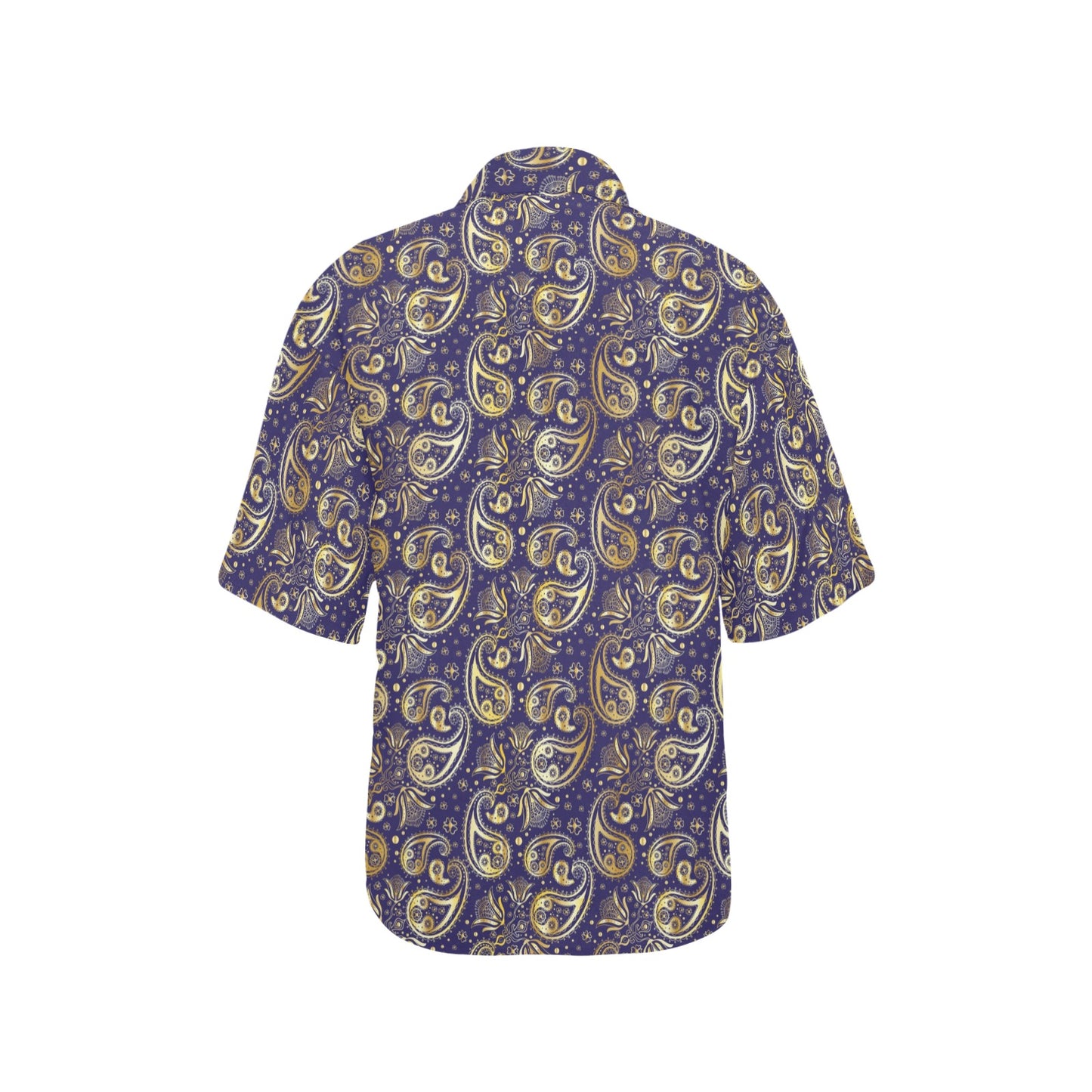 Paisley Blue Yellow Design Print Women's Hawaiian Shirt