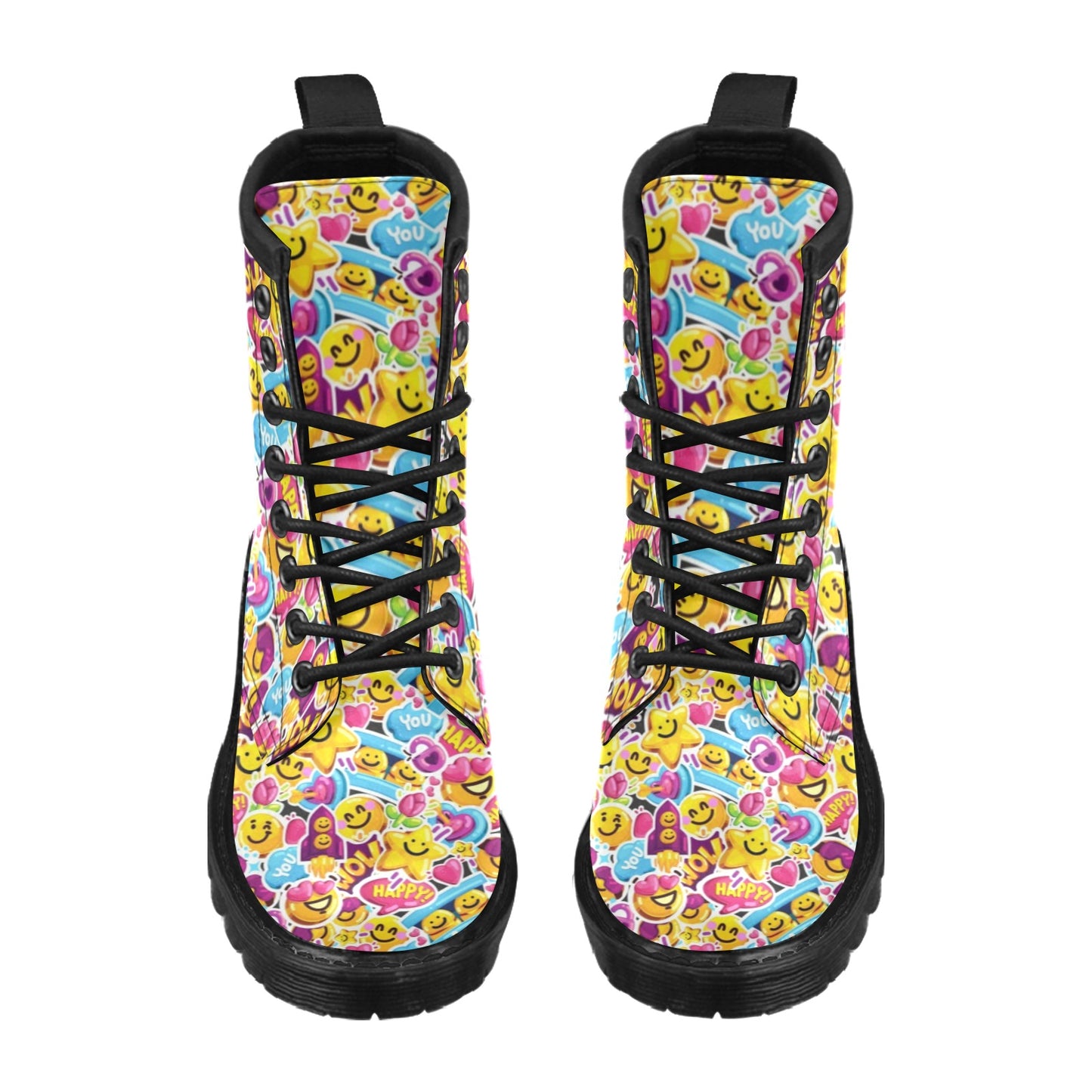 Emoji Sticker Print Pattern Women's Boots