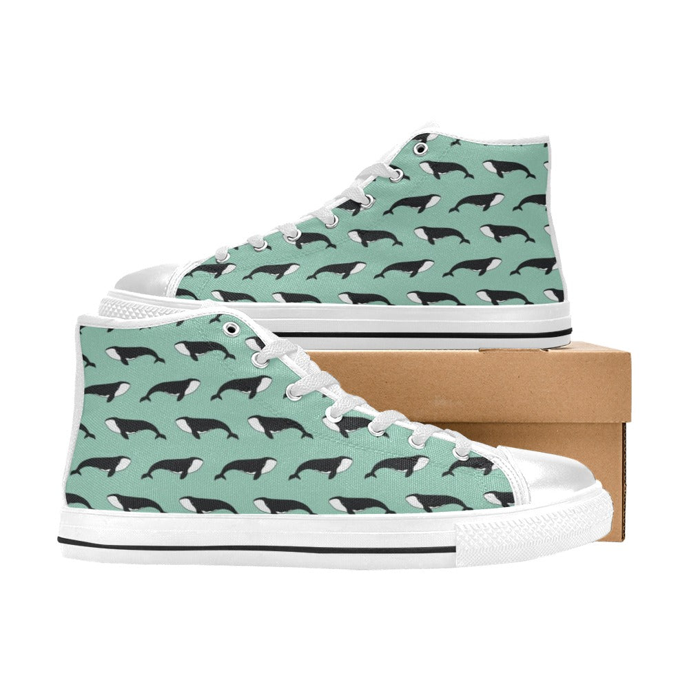 Whale Print Design LKS307 High Top Women's White Shoes
