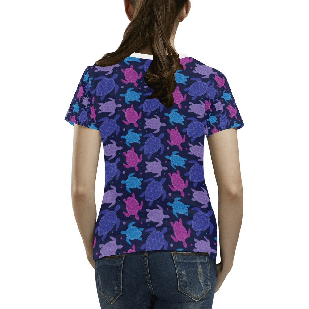 Sea Turtle Print Design LKS309 Women's T-shirt