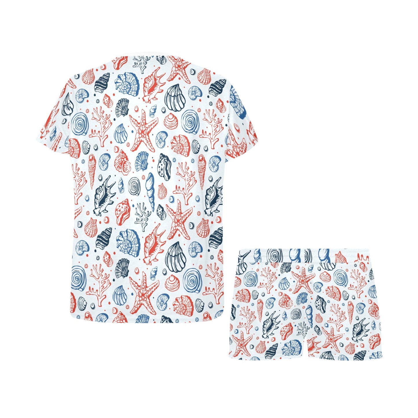 Seashell Print Design LKS307 Women's Short Pajama Set