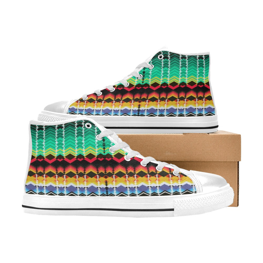Serape Print Design LKS307 High Top Women's White Shoes