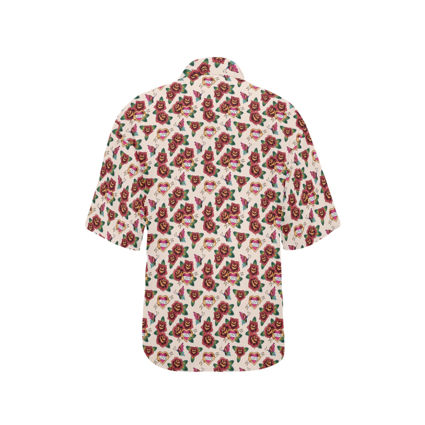 Old School Tattoo Rose Pattern Women's Hawaiian Shirt