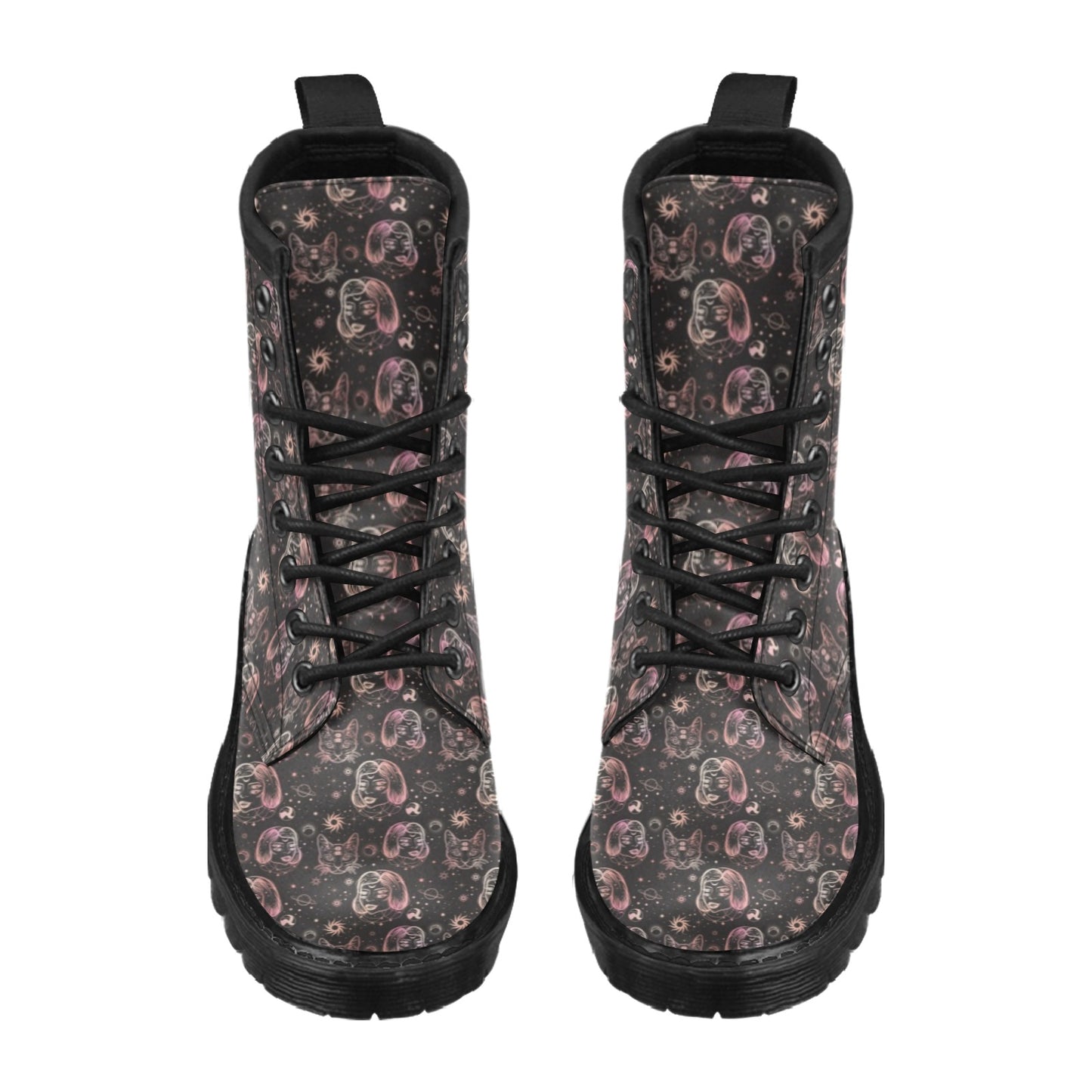 Third Eye Girl Cat Print Design LKS305 Women's Boots
