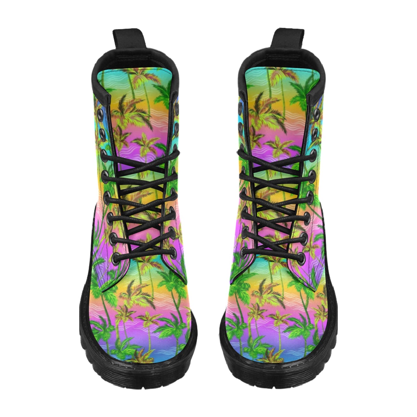 Palm Tree Rainbow Pattern Women's Boots