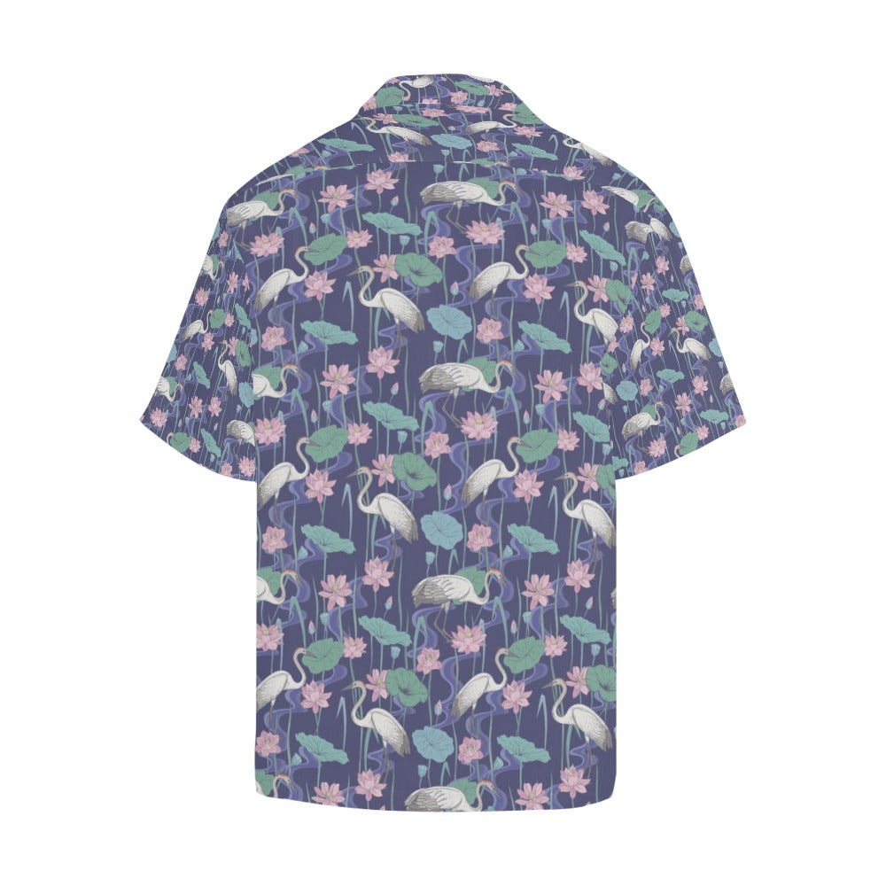 Water Lily Print Design LKS306 Men's Hawaiian Shirt