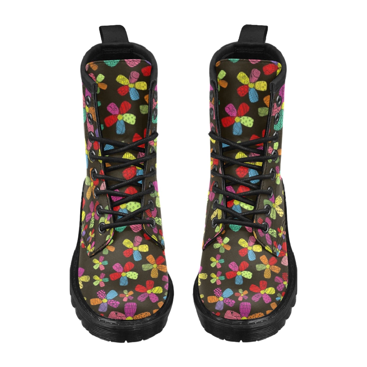 Flower Power Colorful Print Pattern Women's Boots