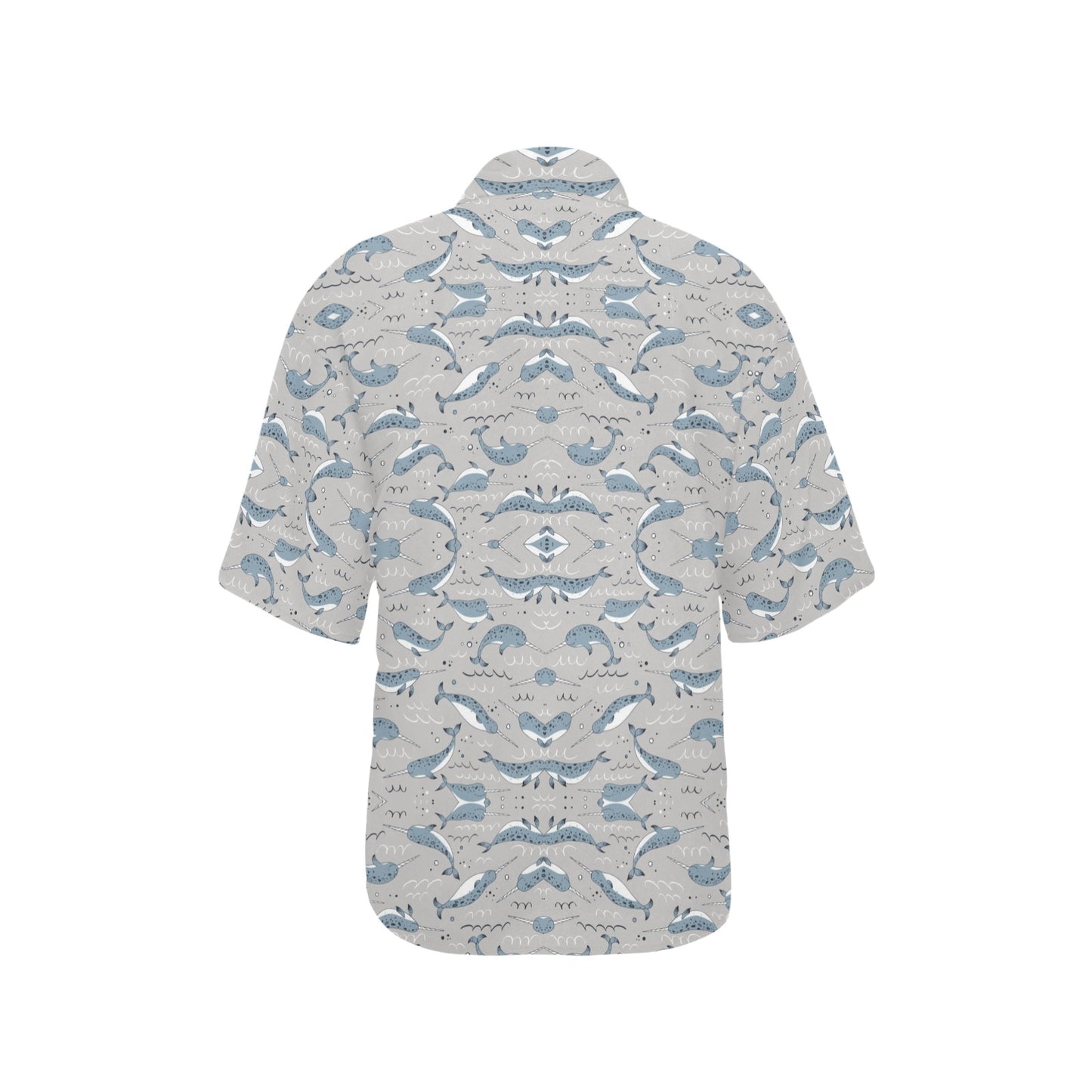 Narwhal Pattern Print Women's Hawaiian Shirt
