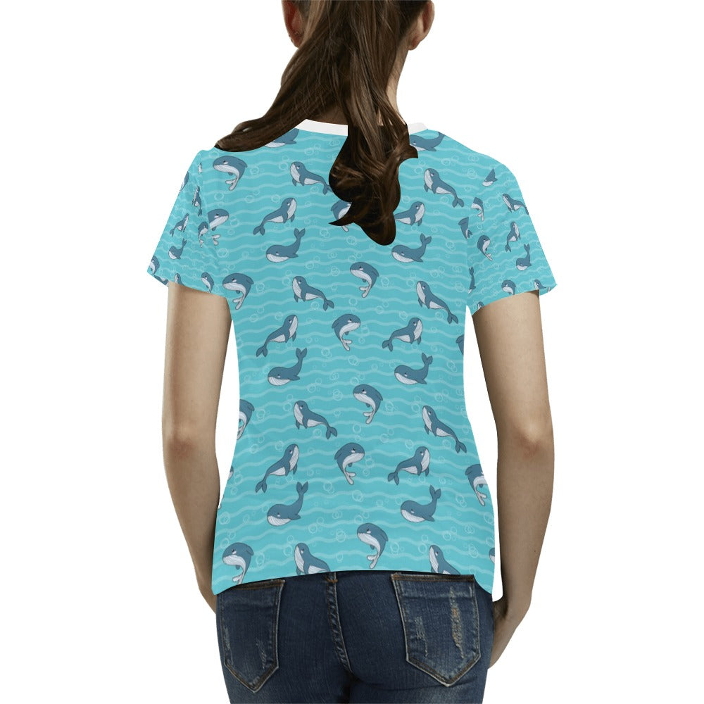 Whale Print Design LKS303 Women's T-shirt