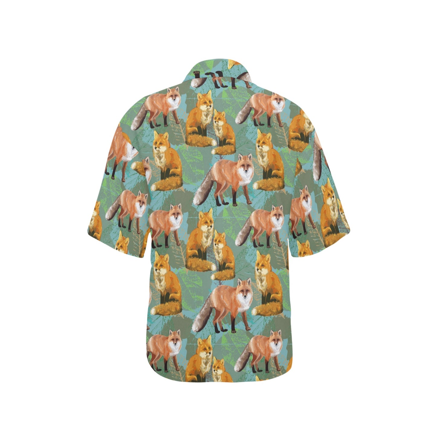 Fox Autumn leaves Themed Women's Hawaiian Shirt