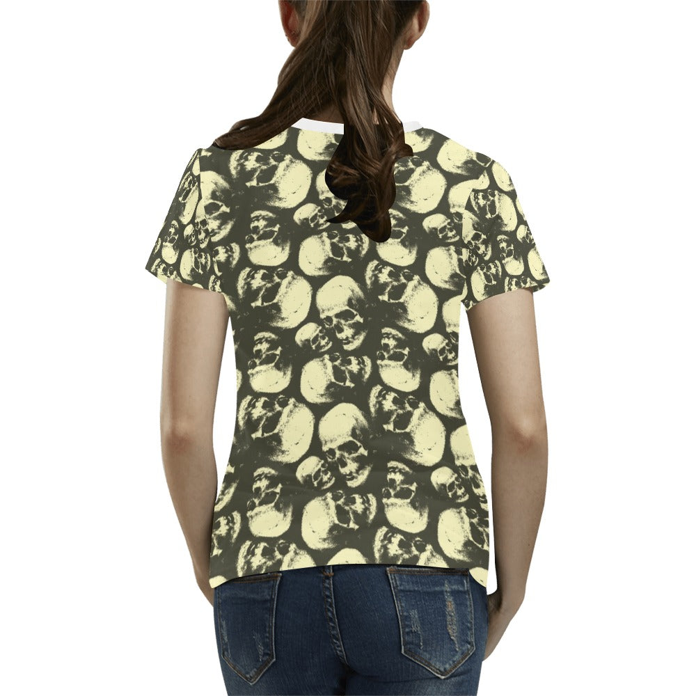 Skull Print Design LKS302 Women's T-shirt