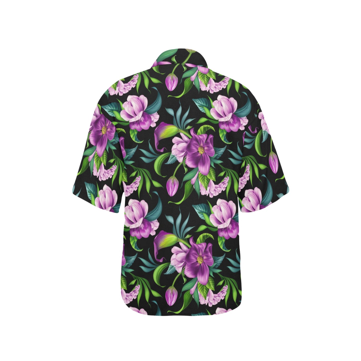 Bright Purple Floral Pattern Women's Hawaiian Shirt
