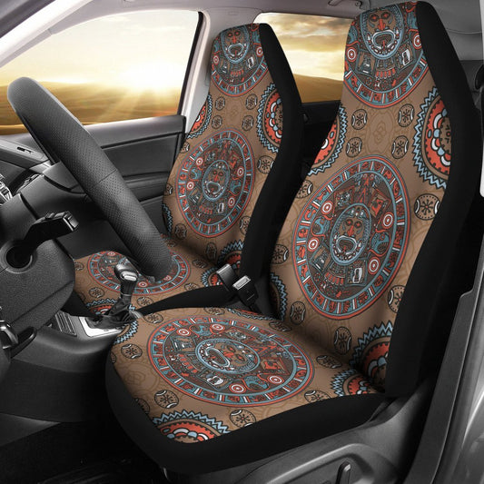 Calendar Aztec Design Print Pattern Universal Fit Car Seat Covers
