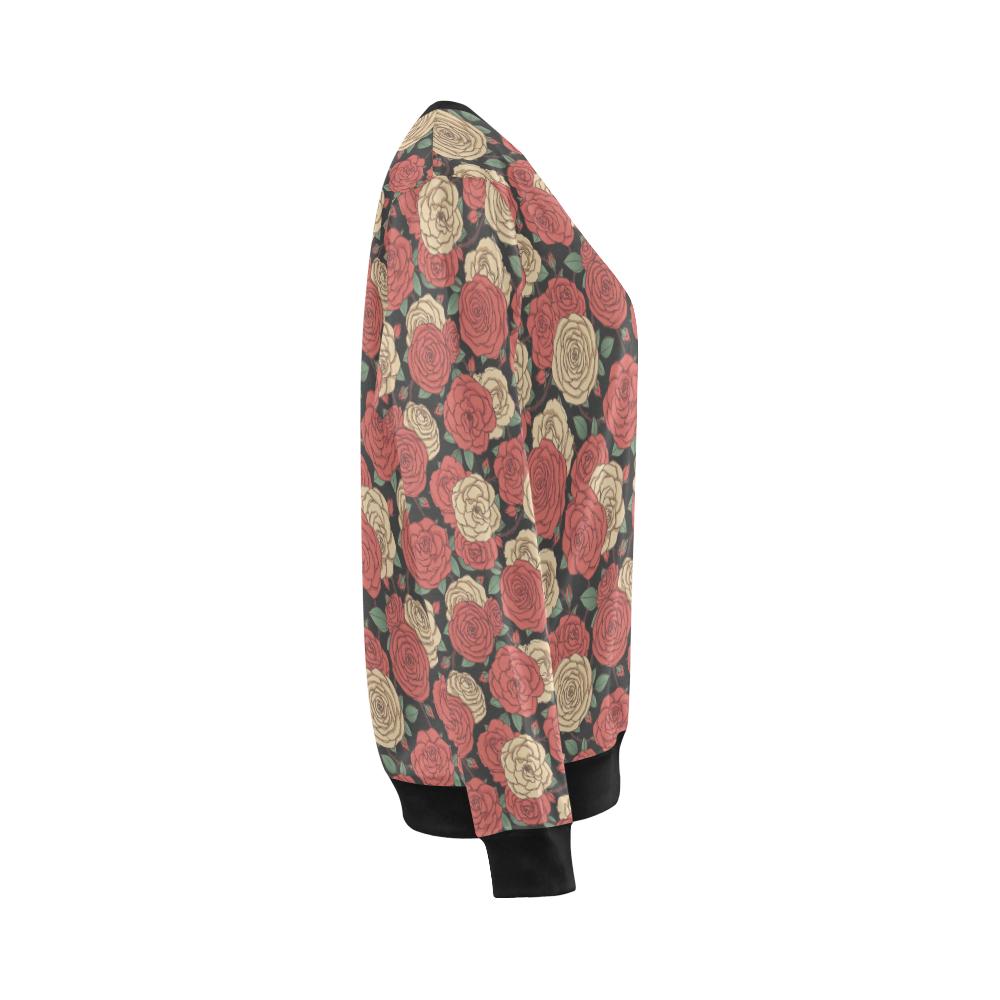 Camellia Pattern Print Design CM01 Women Long Sleeve Sweatshirt-JorJune